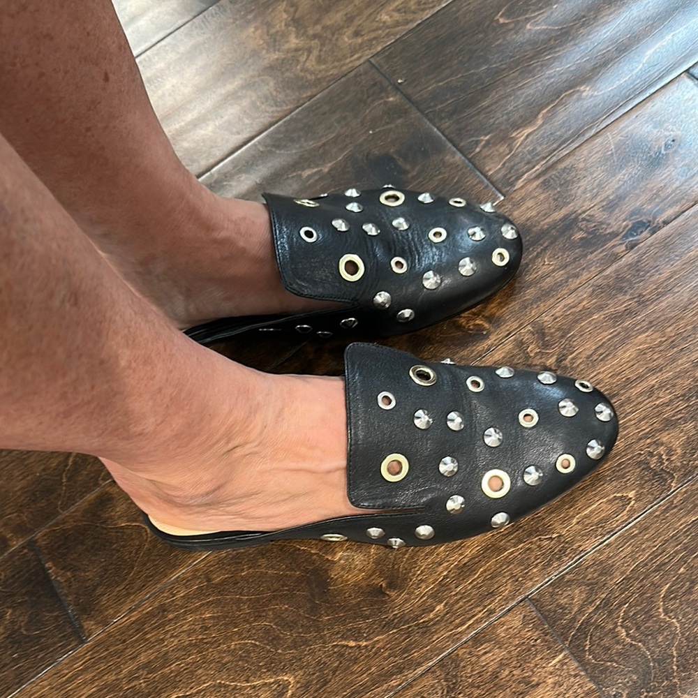 Gianni Bini Black Studded Mules